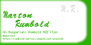 marton rumbold business card